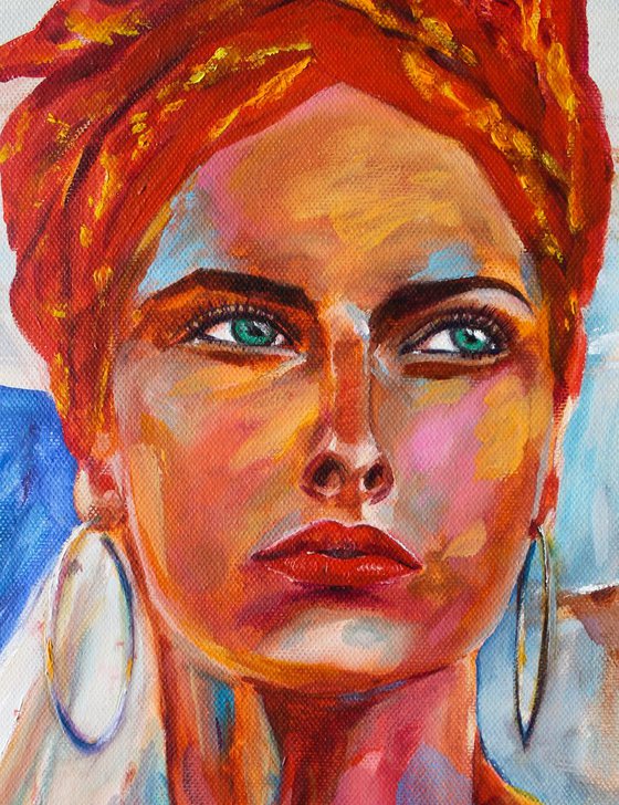 Laundry day - Portrait of a beautiful woman making laundry Oil painting