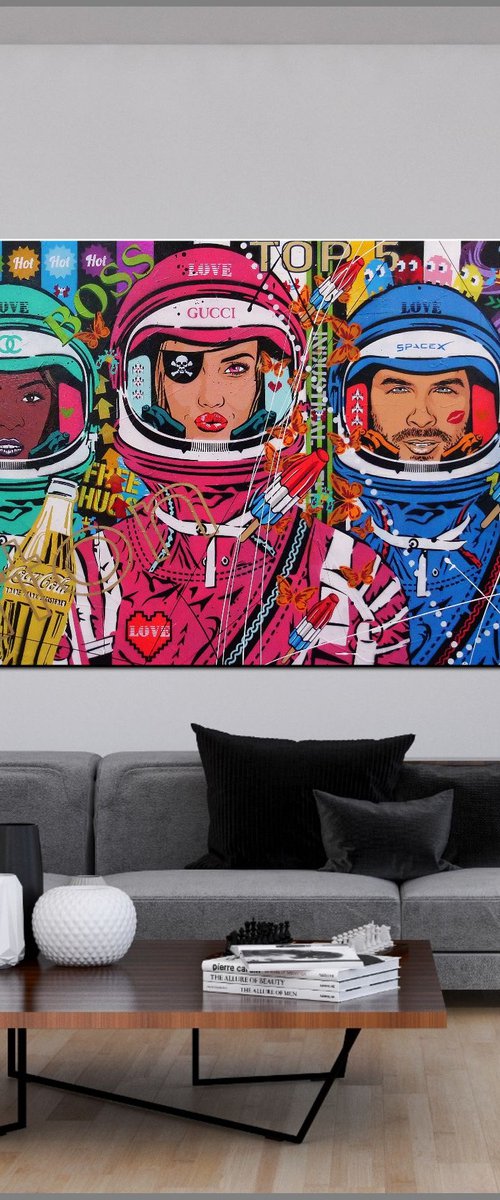 The Top 5 240cm x 100cm Space Cadets Textured Urban Pop Art by Franko