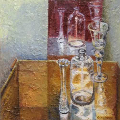 still-life with glasses and mirror by René Goorman