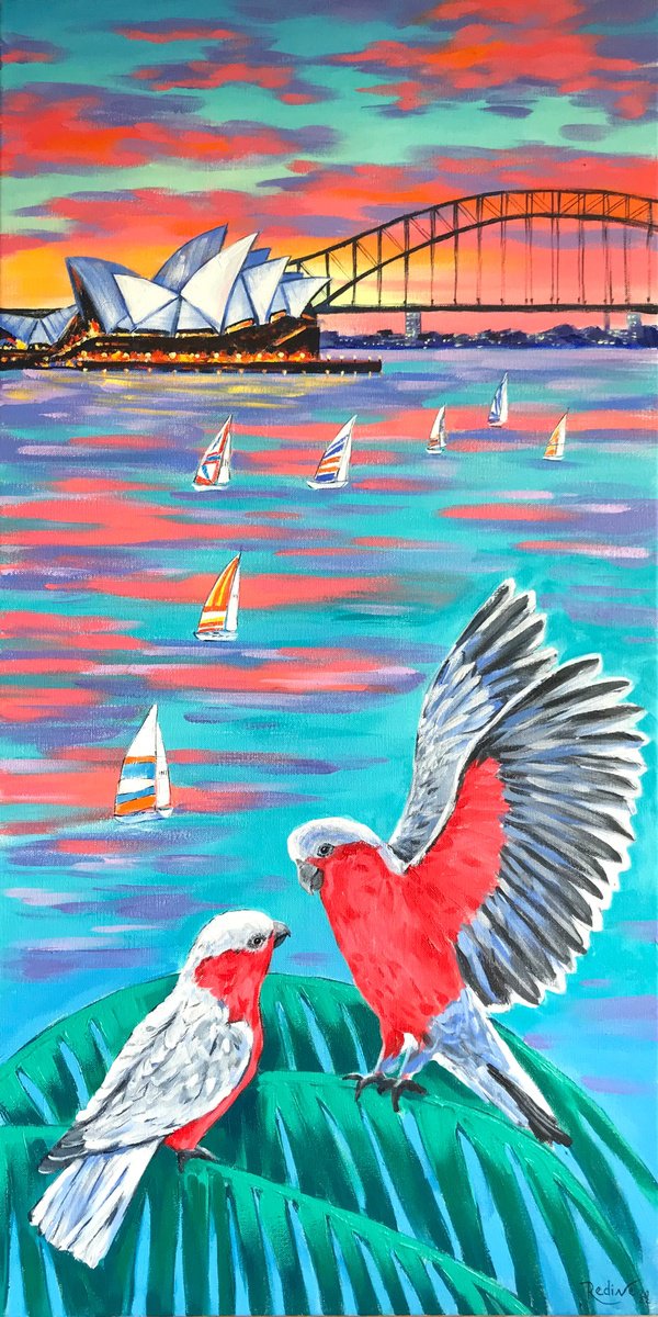 Sydney Opera House and Galah Cockatoos by Irina Redine
