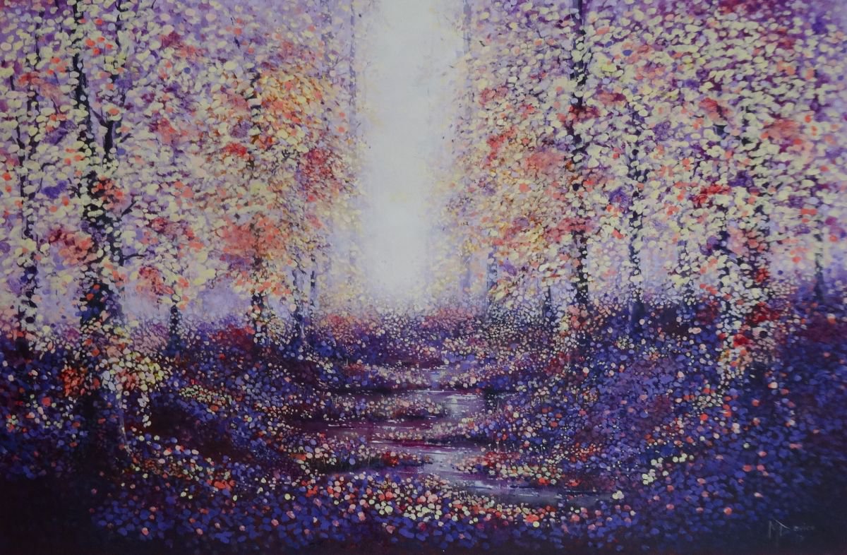 Impressionistic Landscape Oil Painting By Mel Davies Original Art, 35 X 24", Fantasy 2, Original Artwork