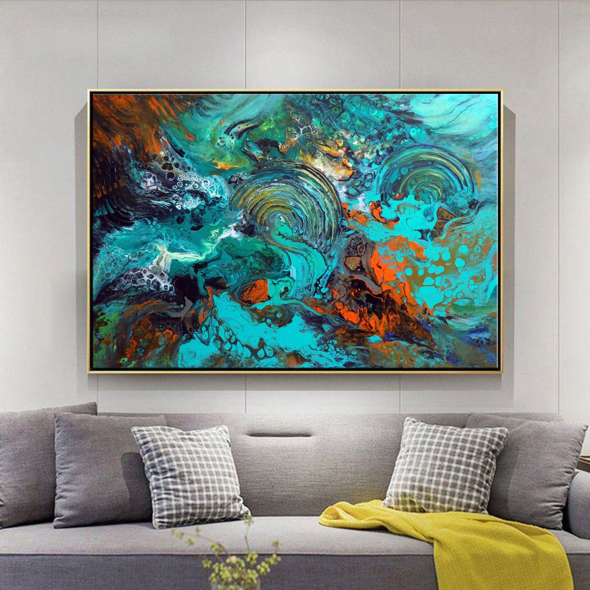 Abstract Acrylic Painting By Areti Ampi, 39 X 28, The Flow Of Time, Original Artwork