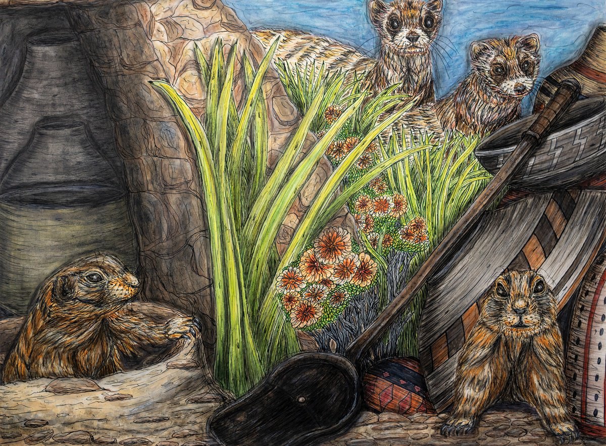 Impressionistic Animal Watercolour By Kim Jones Miller, 24 X 18", Habitat...can We Share?, Original Artwork