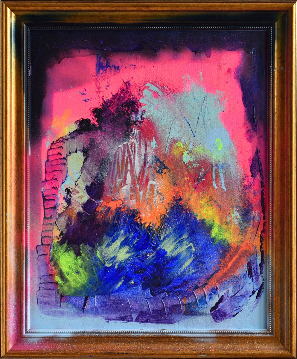 Organic Abstract Painting By Sebastian Merk, 19 X 23", Luck Is No Coincidence, Original Artwork