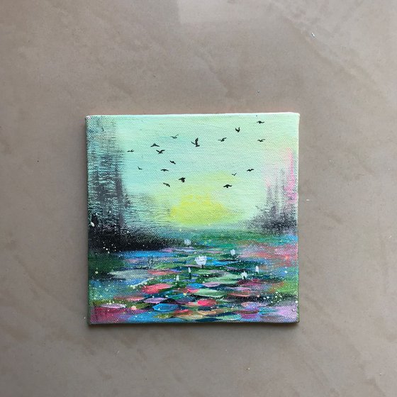 Morning Breeze !! Small Painting !! Mini Painting !! Abstract Landscape