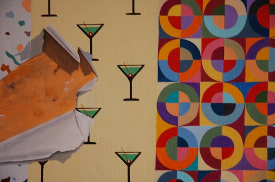 Weird Wallpaper, with Cocktails, Hot Dogs and Tulips