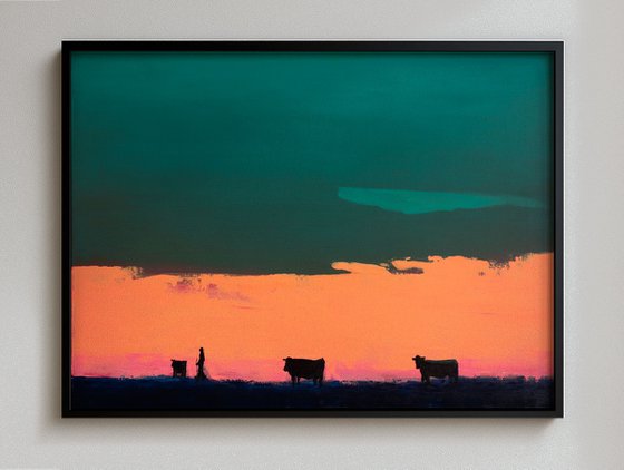 Grazing at sunset