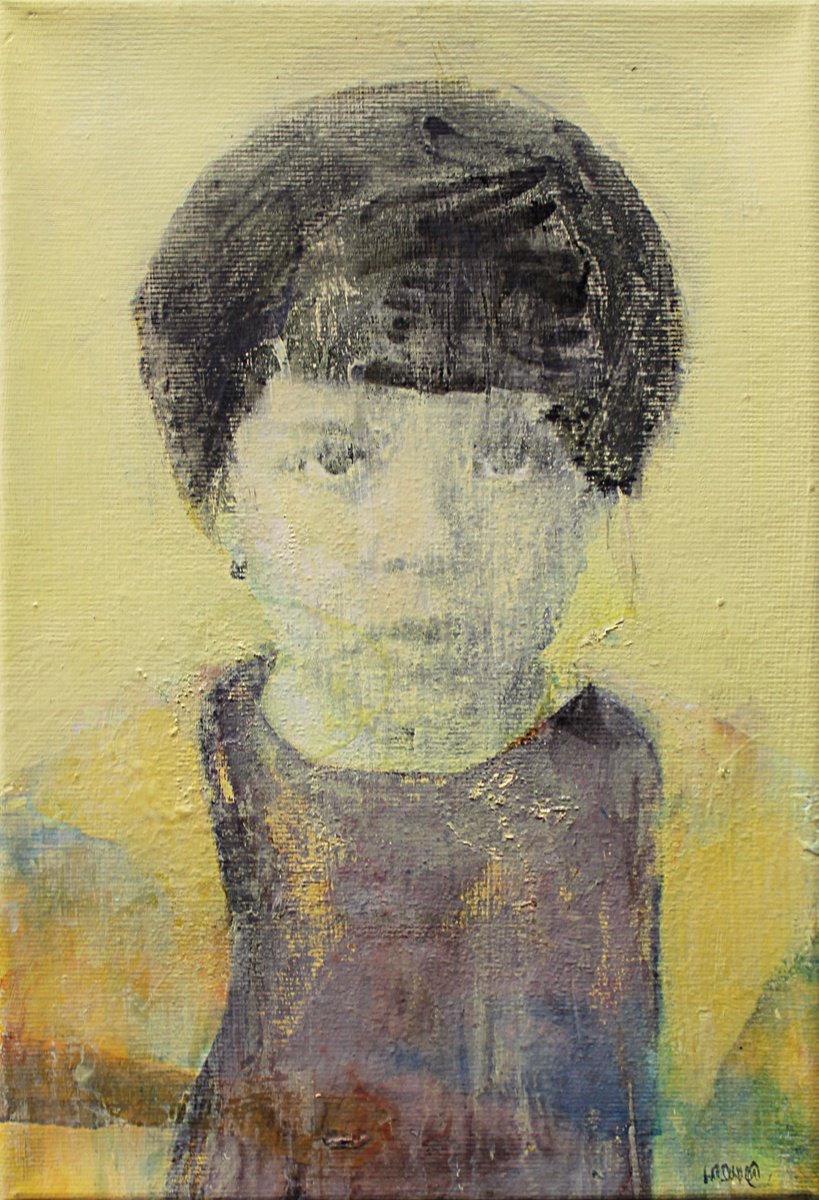 Urban And Pop Portrait Acrylic Painting By Milos Hronec, 8 X 12", Mother, Original Artwork