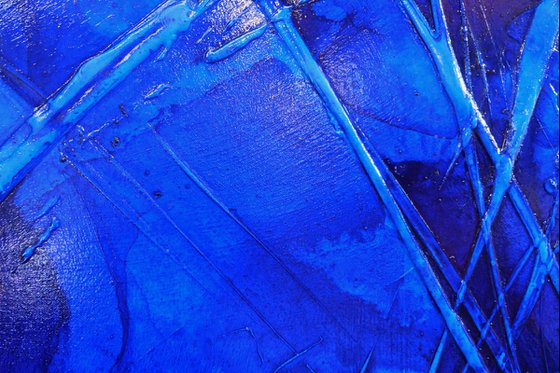 Sapphire Innuendo 240cm x 100cm Blue Textured Abstract Art