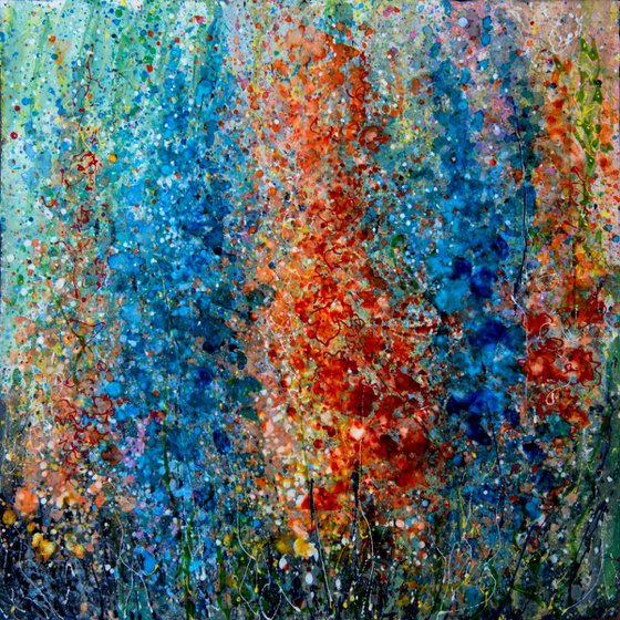 Eternal Spring  Abstract 12" X 12" original painting by Olena Art