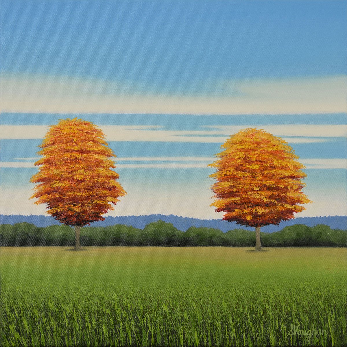 Gold Trees - Blue Sky By Suzanne Vaughan, 12 X 12, Artwork For Sale On Artfinder