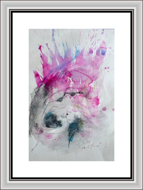 The Kiss - Abstract Watercolor Drawing