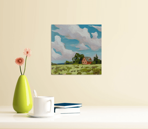 Red house  landscape