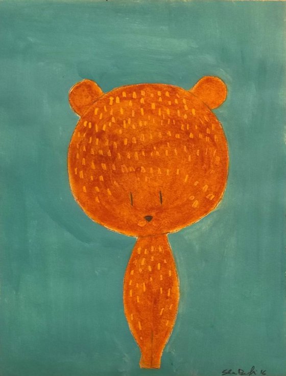 teddy bear on blue background