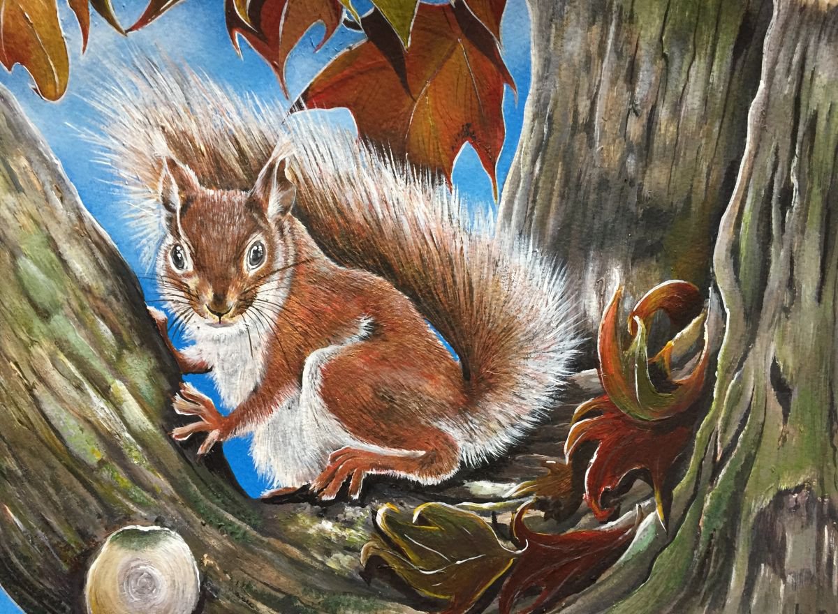 Acrylic Painting , Watching The Leaves Fall. By Karen Elaine Evans, 14 X 11, Artwork For Sale On Artfinder