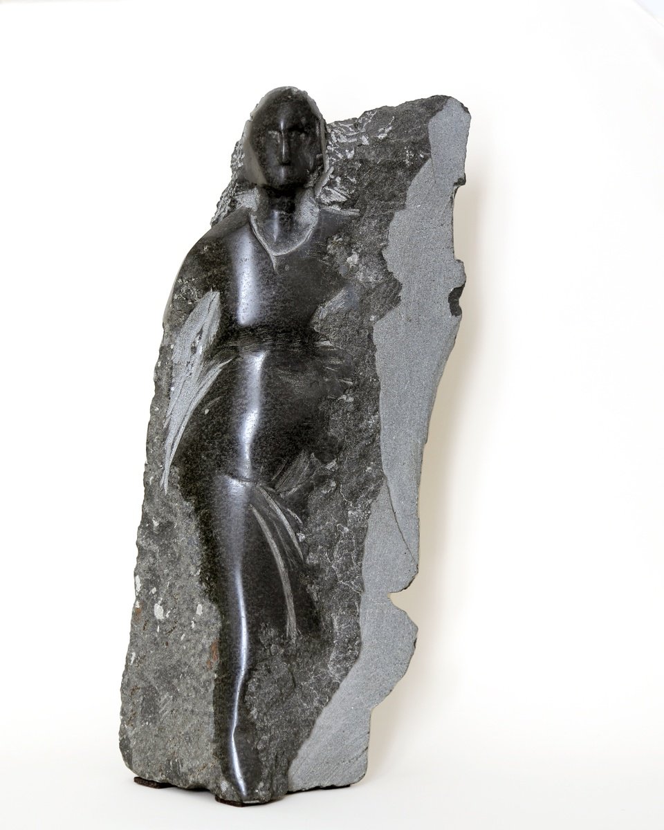 Expressive Portrait Stone Sculpture By Sol Vil, 7 X 15", Soul Of The Rock, Original Artwork