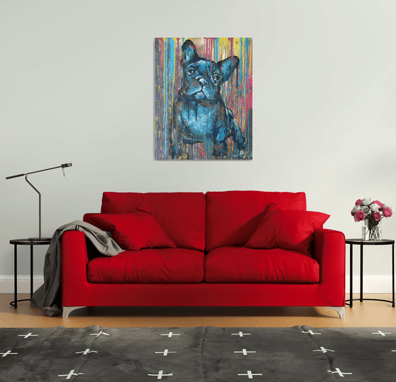 French Bulldog Acrylic painting on canvas 100X80