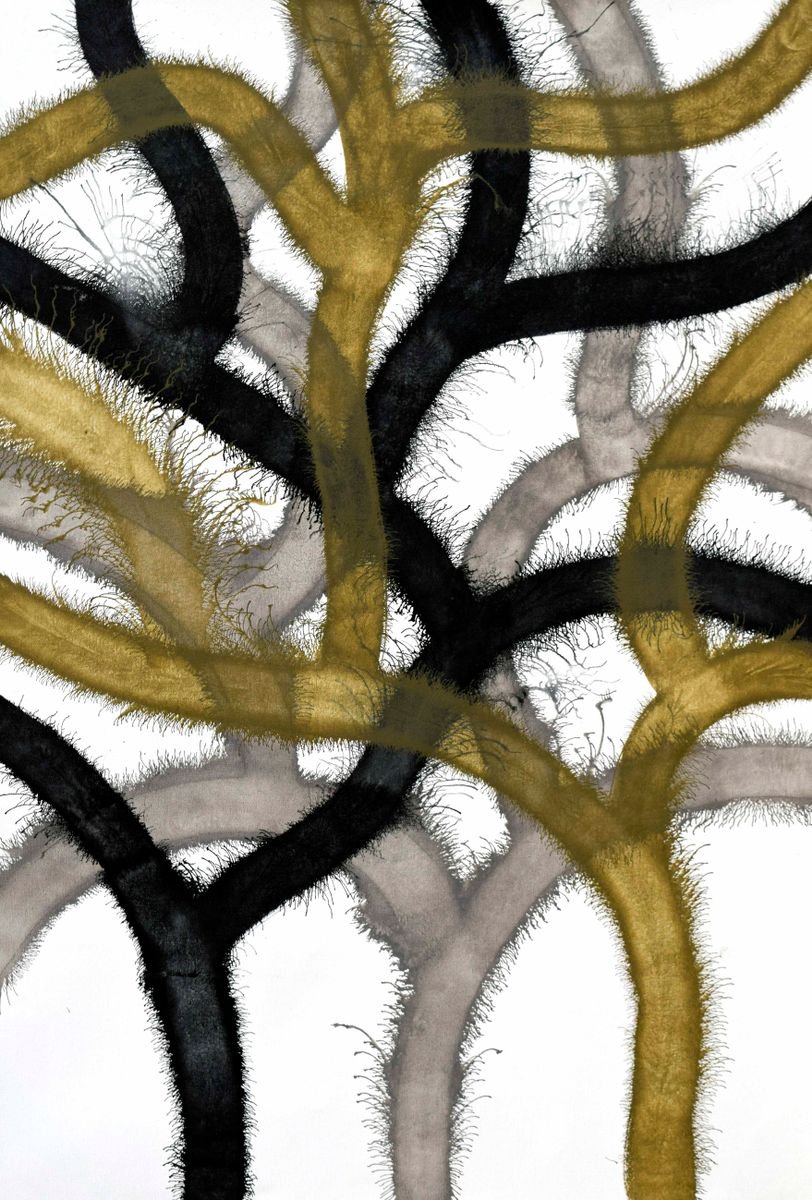 Abstract Acrylic Painting By Sumit Mehndiratta, 34 X 50", Exploflora Series No. 54, Original Artwork