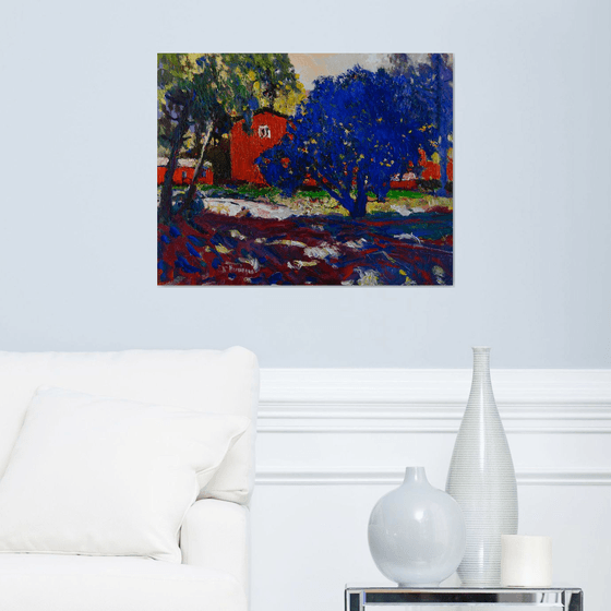 Red BArn and Blue Tree