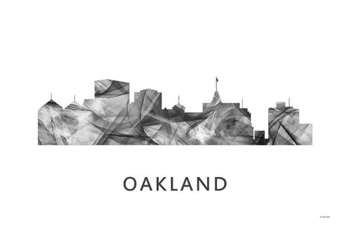 Oakland California Skyline WB BW by Marlene Watson