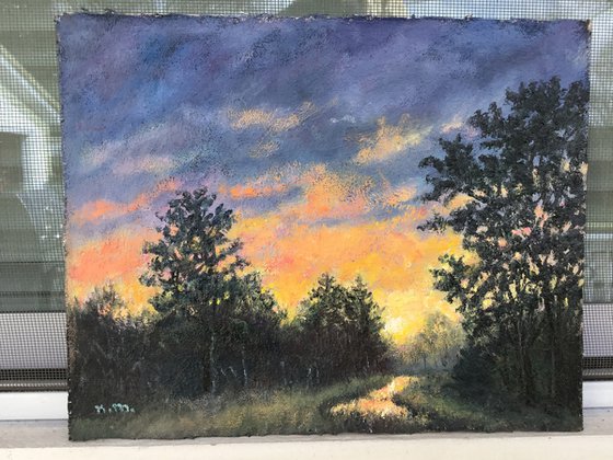 Looking West Along the Creek - oil 8X10