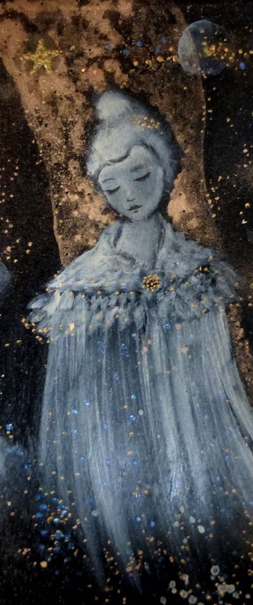 "The passage" mix media on wood 30x30cm by Loetitia Pillault