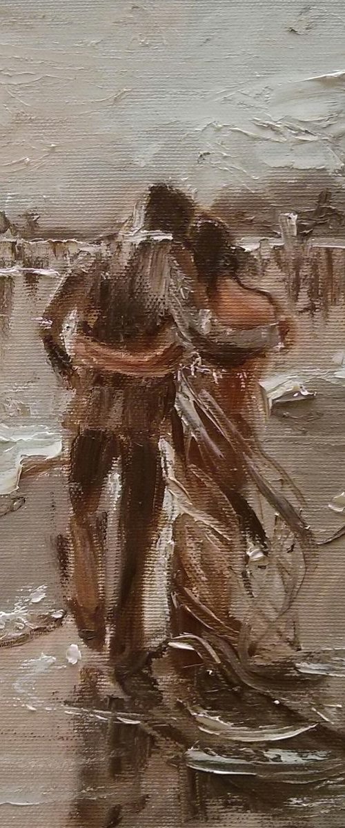 " ONLY YOU ... " original painting CITY palette knife GIFT by Monika Luniak