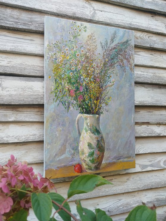 Flowers from a foggy field