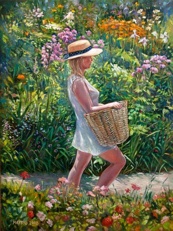 A sunny day in the garden-02 (Original Oil Painting, 100% Handmade)
