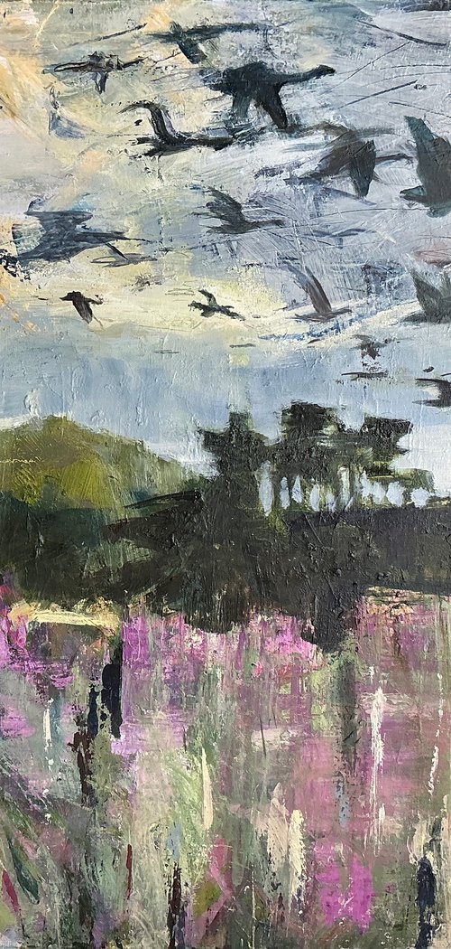 Geese over Alnmouth by Sandra Haney