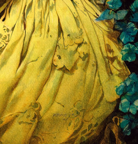 Gotic Girl in a Yellow Dress