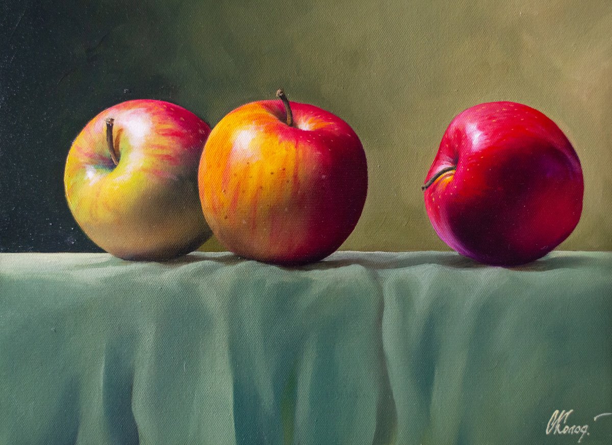 Photorealistic Oil Painting , Still Life With Apples/11 By Kolodyazhniy Sergey, 16 X 12, Artwork For Sale On Artfinder