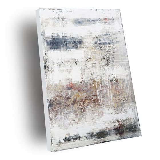 OVERLAY - ABSTRACT ACRYLIC PAINTING TEXTURED * PASTEL COLORS * READY TO HANG