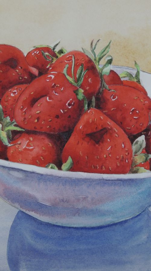 Bowl of strawberries by Krystyna Szczepanowski