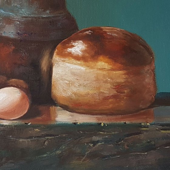 Still life with two eggs
