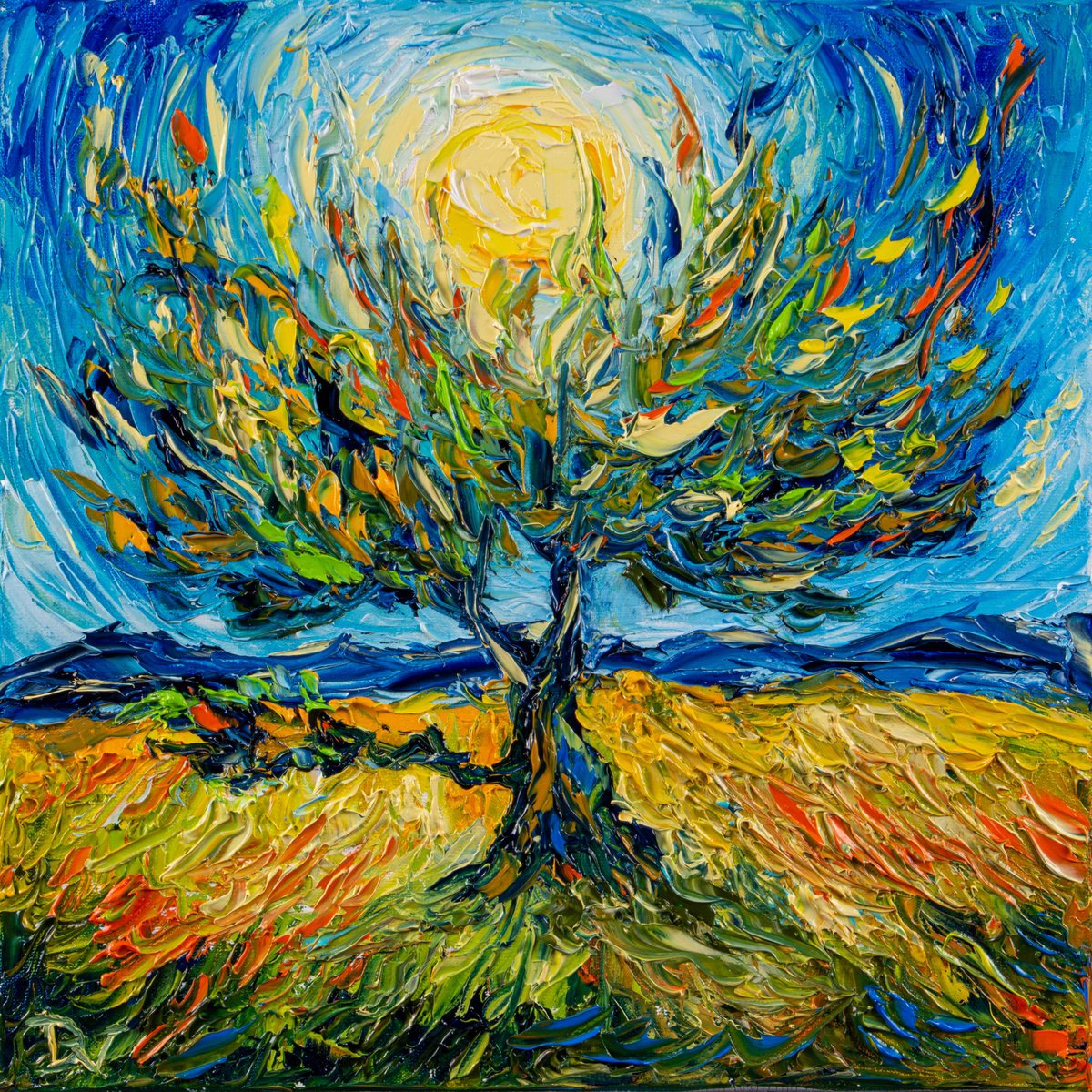 Impressionistic Landscape Oil Painting By Vladyslav Durniev, 12 X 12", Eternal Flow, Original Artwork