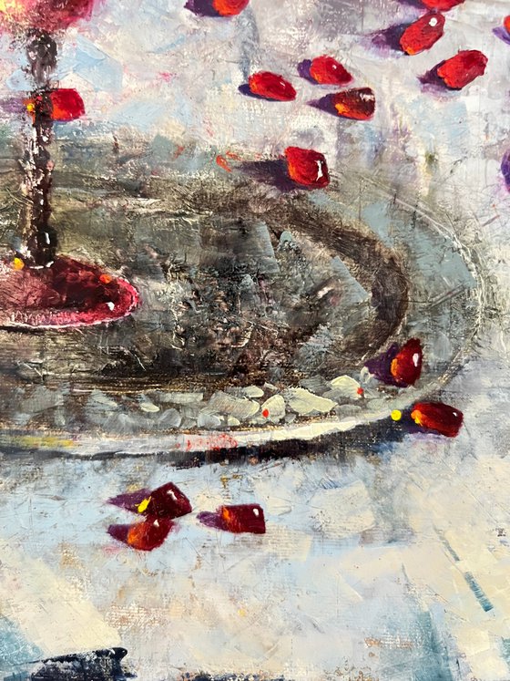Red Pomegranates Wine Glass