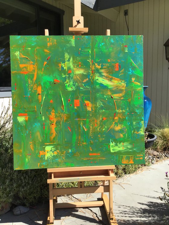 Vibrant Green Blue Orange Abstract