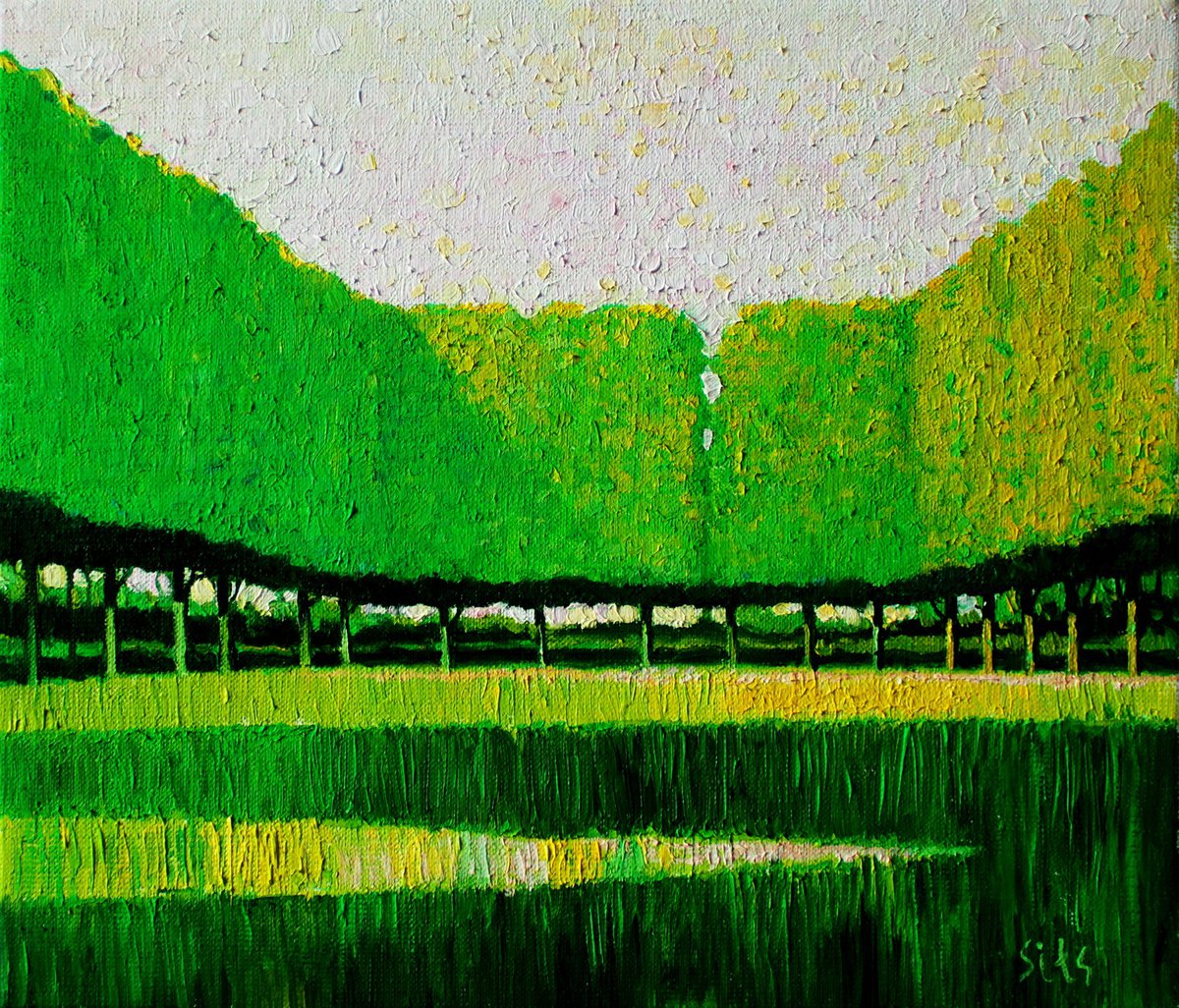 Impressionistic Landscape Oil Painting By Andrei Sitsko, 15 X 13, City Park Xxii, Original Artwork