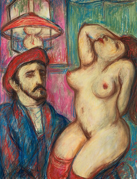 Gauguin in a Brothel. "Impressionists" Series