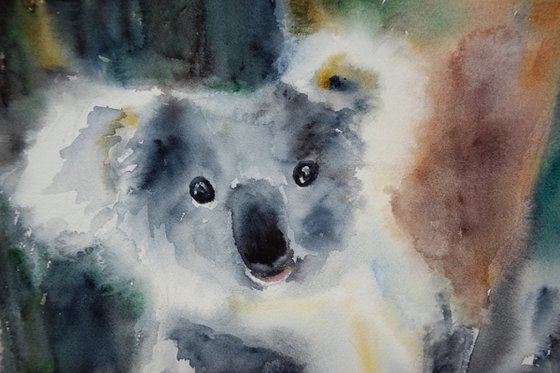 Koala painting, Australia watercolor painting original