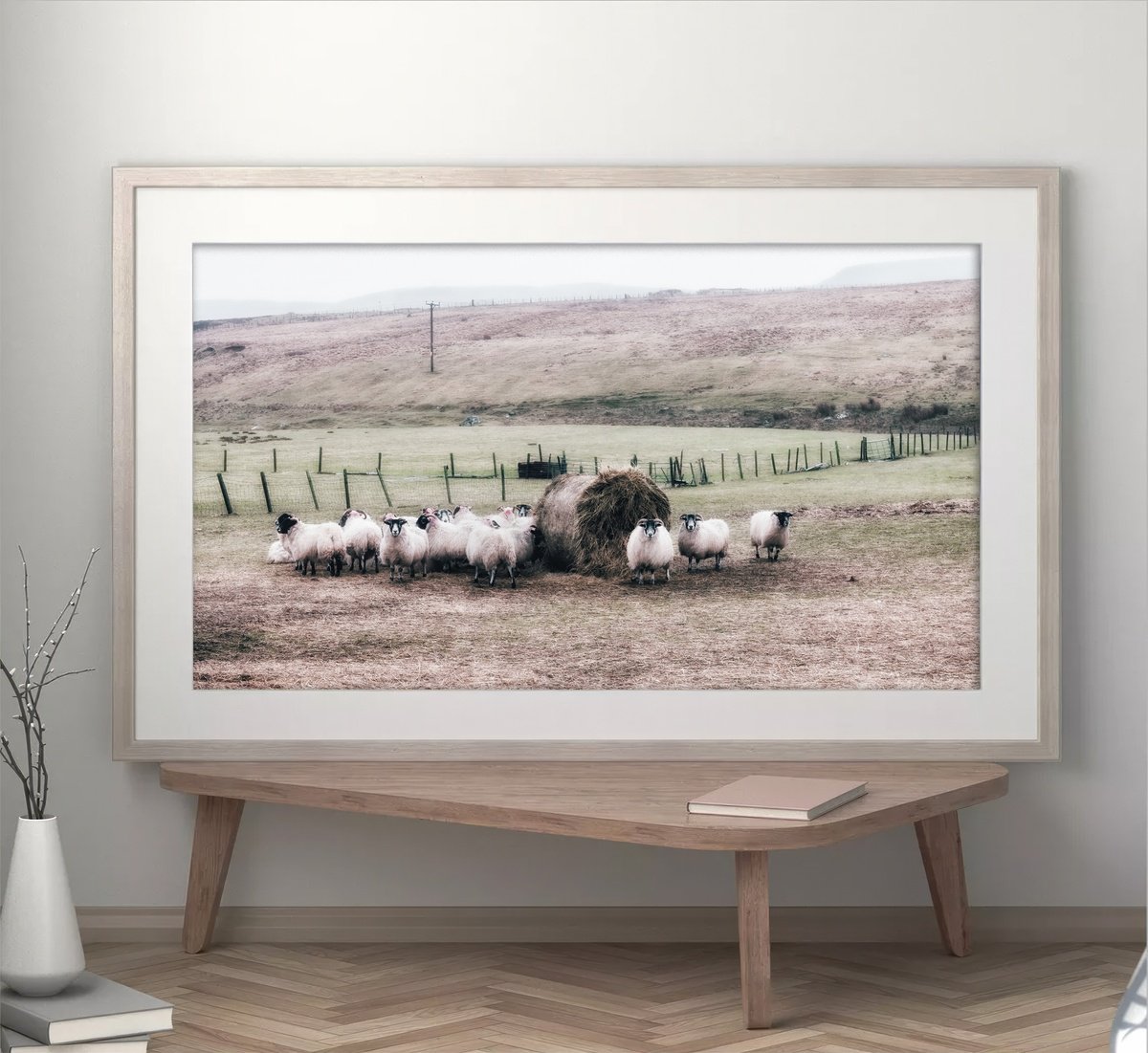 Impressionistic Animal Photograph By Karim Carella, 35 X 22", Flock Of Scottish Blackface, Original Artwork