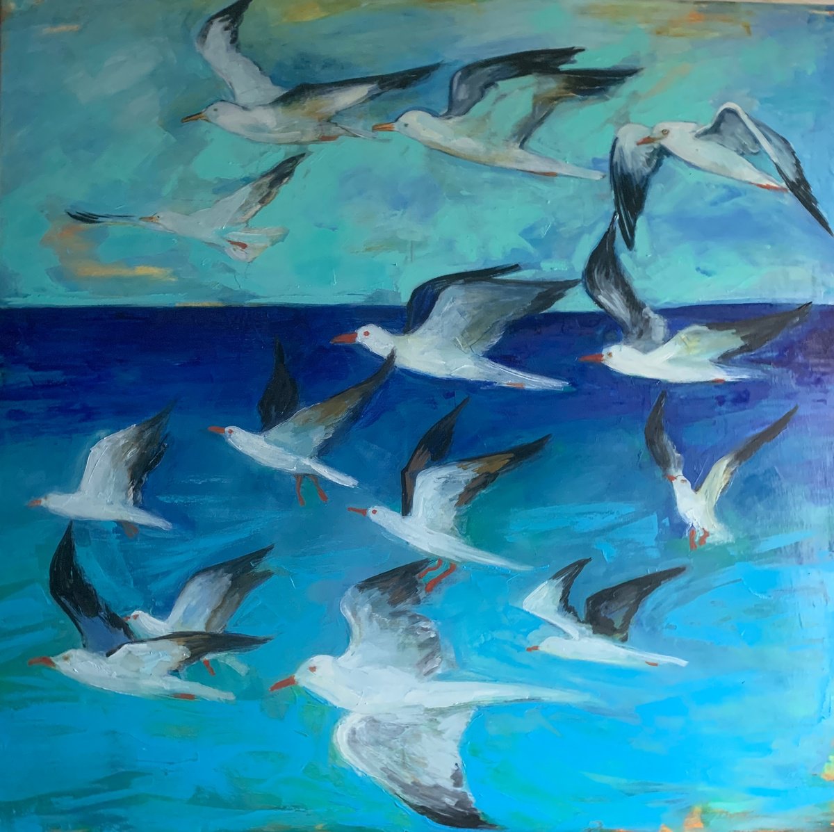 Impressionistic Landscape Oil Painting By Olga Pascari, 39 X 39", Freedom. Xxl Painting, Original Artwork