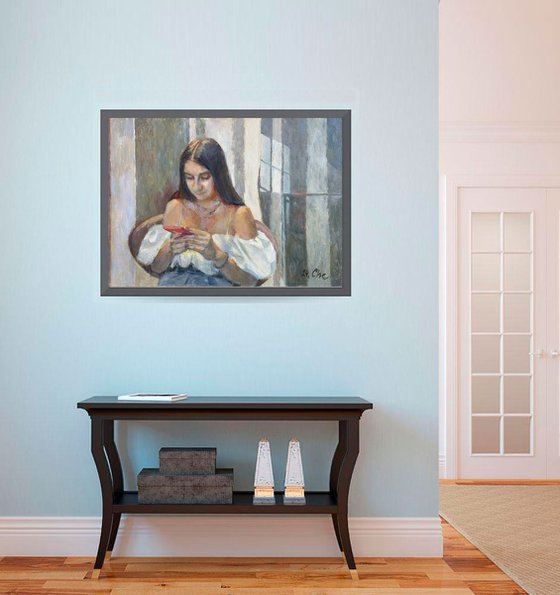 A girl reading a letter