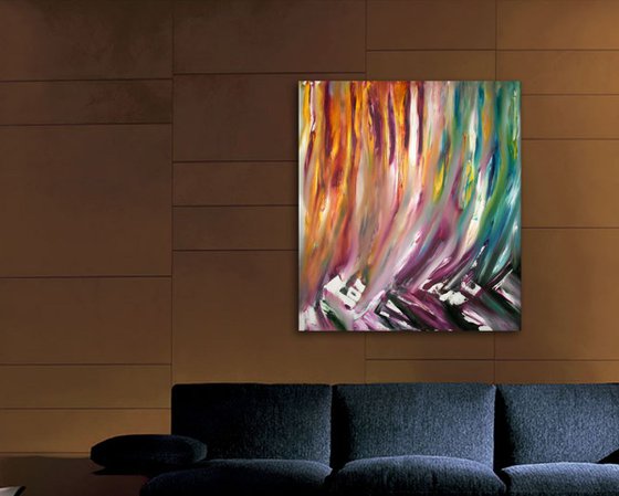 Crimson rivers - 60x70 cm, Original abstract painting, oil on canvas