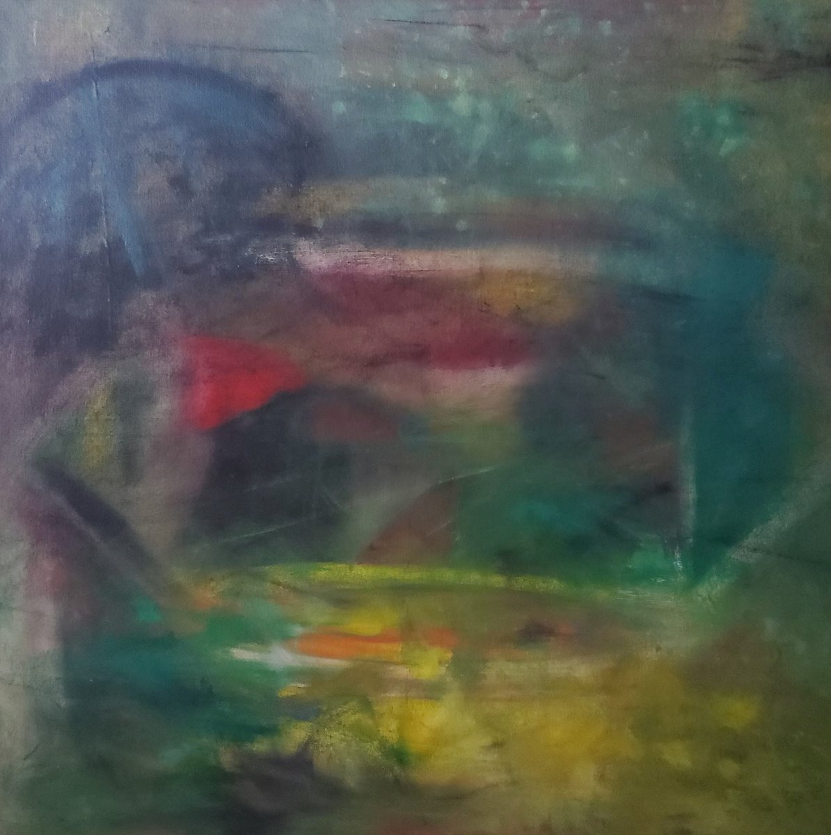 Organic Abstract Oil Painting By Rebecca Hodel, 36 X 36", Shades And Incentives, Original Artwork