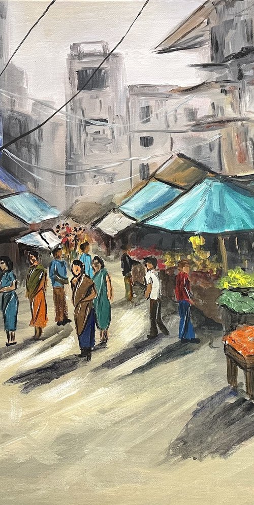 Vibrant Market Scene by Aisha Haider