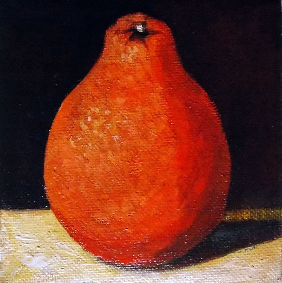 Sweet Clementine - Food Original Oil Miniature Painting on Mini- Canvas by Adriana Vasile