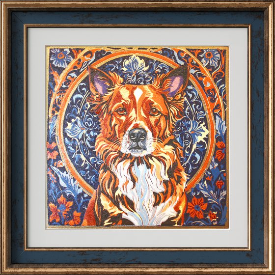 Dog – reduction linocut print