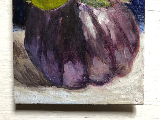 My Little Round Aubergine Still Life Oil Painting on Canvas Board
